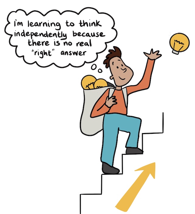 illustration of person climbing stairs